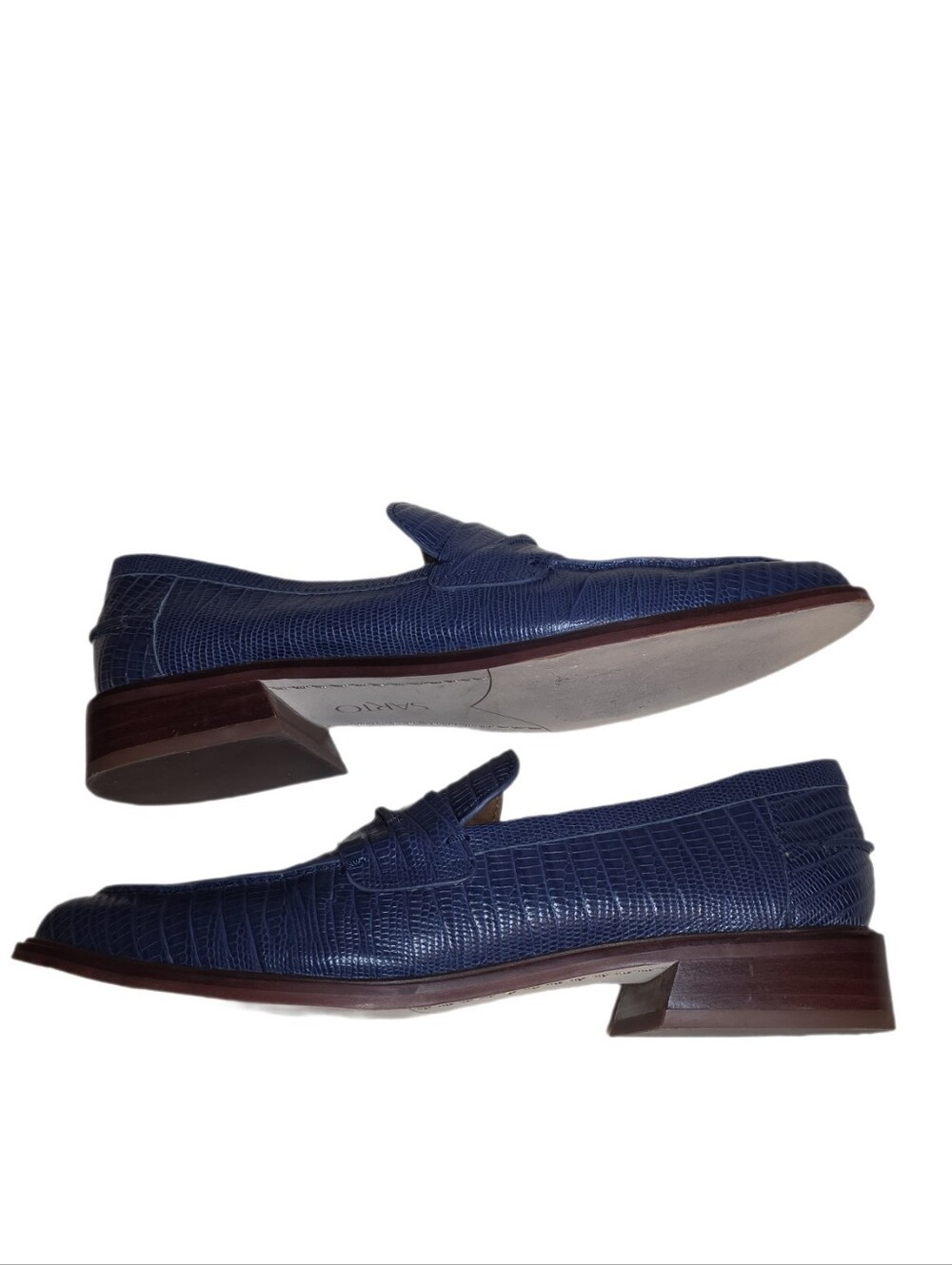 SARTO by Franco Sarto Irena Cobalt Blue Lizard Embossed Pointed Toe Leather 9 - Picture 5 of 12